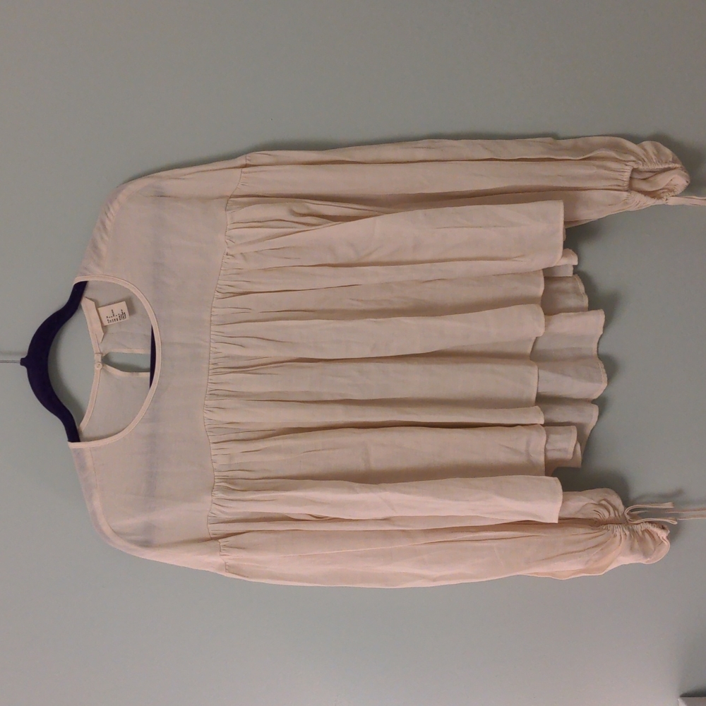 H&M Cream Long Sleeve Peasant Blouse